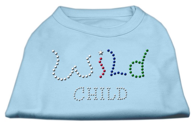 Wild Child Rhinestone Shirts Baby Blue XXXL