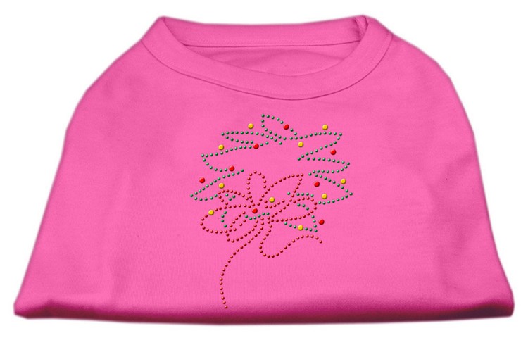 Christmas Wreath Rhinestone Shirt Bright Pink XS