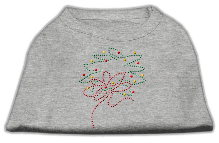 Christmas Wreath Rhinestone Shirt Grey XS