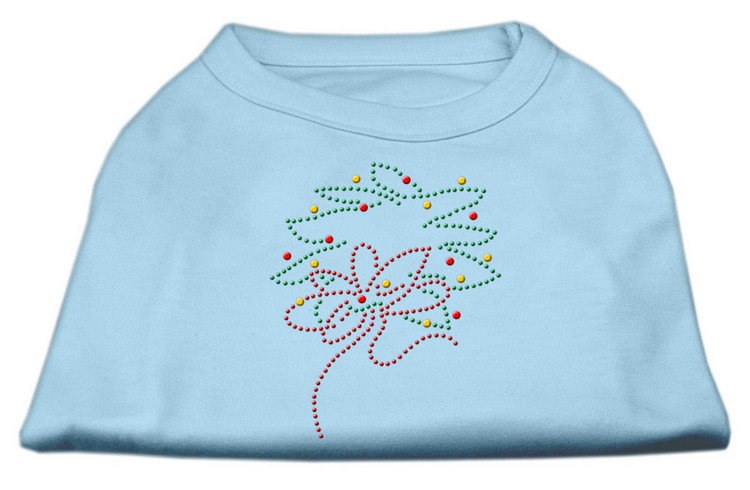 Christmas Wreath Rhinestone Shirt Baby Blue XS