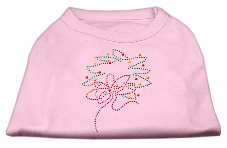 Christmas Wreath Rhinestone Shirt Light Pink XS