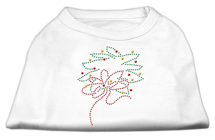 Christmas Wreath Rhinestone Shirt White XS