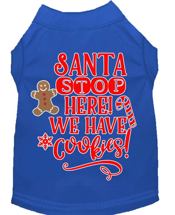 Santa, We Have Cookies Screen Print Dog Shirt Blue XS