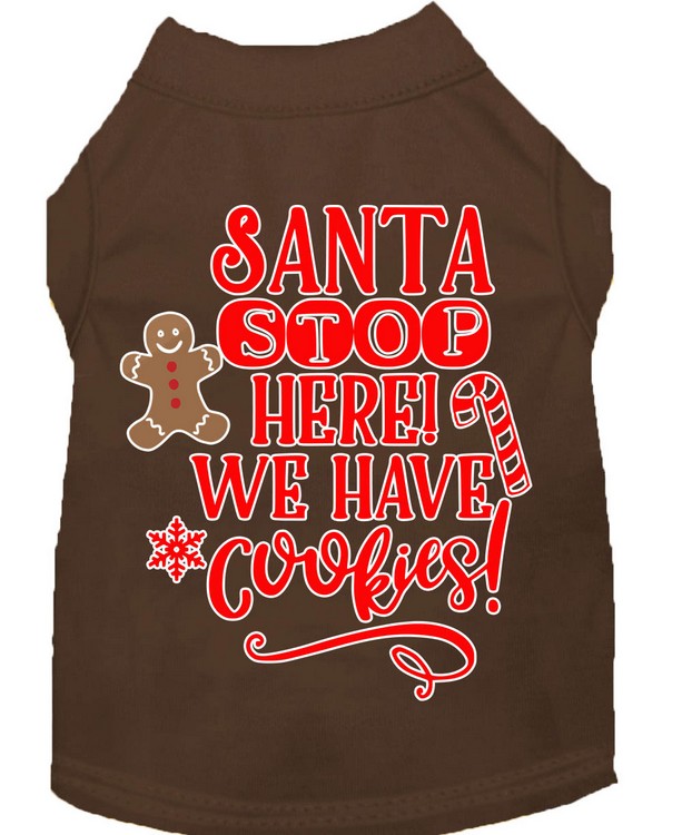 Santa, We Have Cookies Screen Print Dog Shirt Brown XXXL