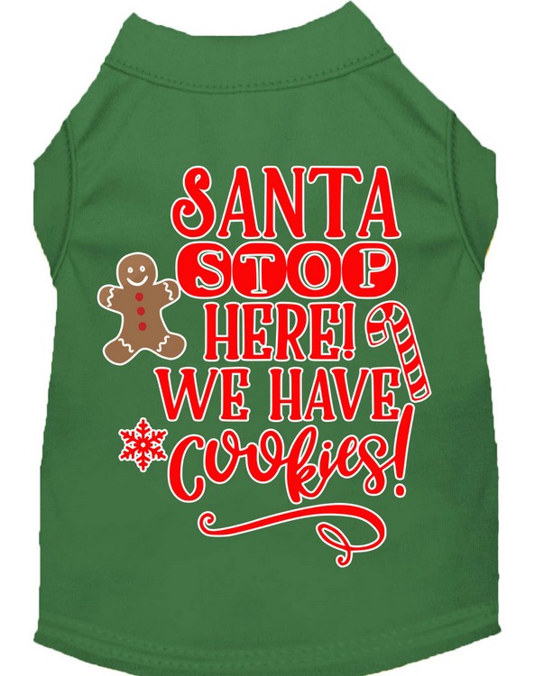 Santa, We Have Cookies Screen Print Dog Shirt Green Sm