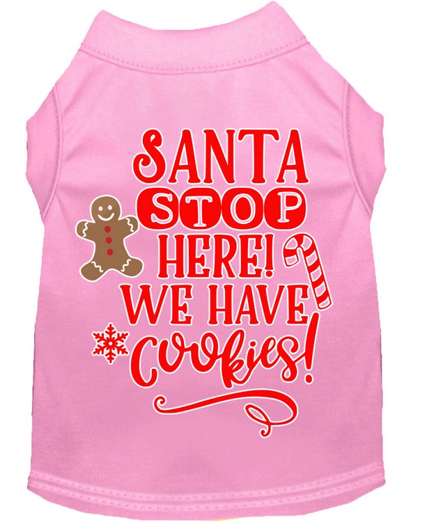 Santa, We Have Cookies Screen Print Dog Shirt Light Pink XS