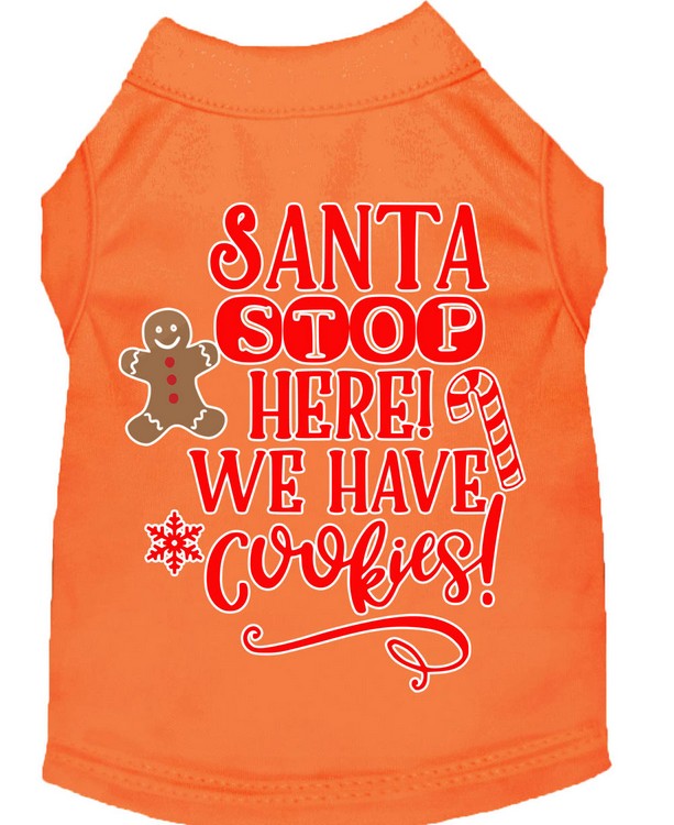 Santa, We Have Cookies Screen Print Dog Shirt Orange Med