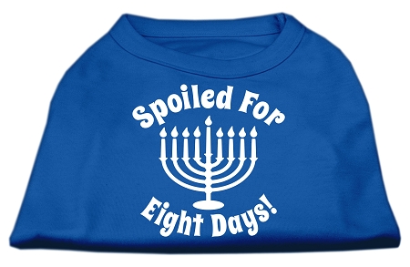 Spoiled for 8 Days Screenprint Dog Shirt Blue Med