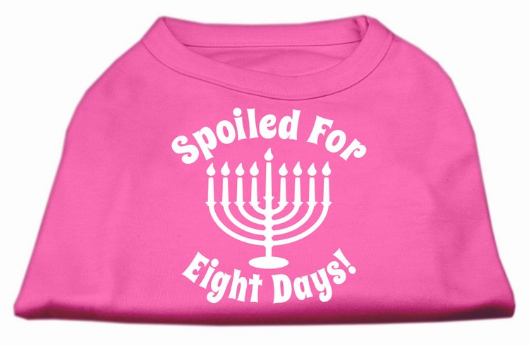 Spoiled for 8 Days Screenprint Dog Shirt Bright Pink Med