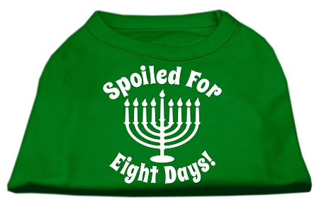 Spoiled for 8 Days Screenprint Dog Shirt Emerald Green Med