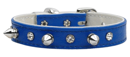 "Just the Basics" Crystal and Spike Collars Blue 12