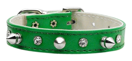 "Just the Basics" Crystal and Spike Collars Green 10