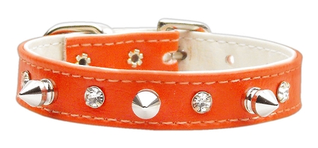 "Just the Basics" Crystal and Spike Collars Orange 10