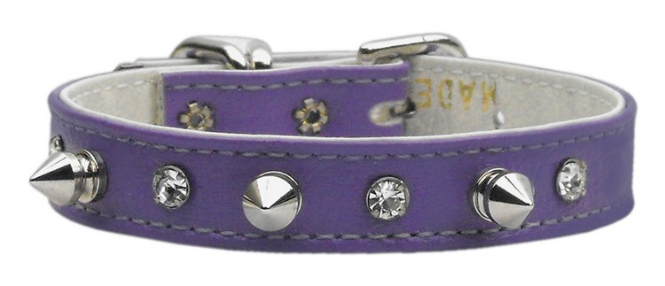 "Just the Basics" Crystal and Spike Collars Purple 10