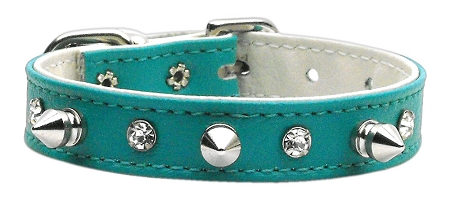 "Just the Basics" Crystal and Spike Collars Turquoise 14