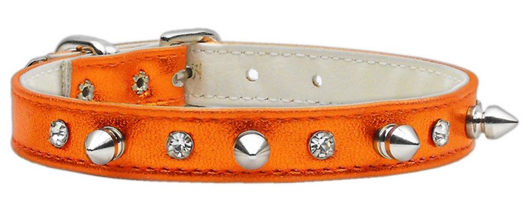 Metallic Crystal and Spike Collars Orange MTL 12