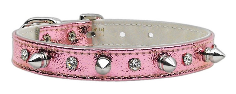 Metallic Crystal and Spike Collars Pink MTL 12