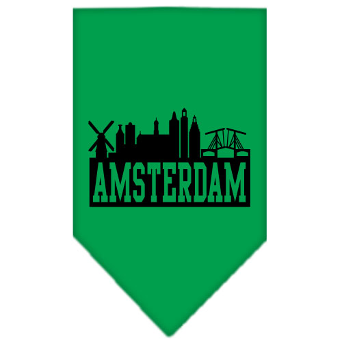 Amsterdam Skyline Screen Print Bandana Emerald Green Large