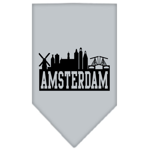 Amsterdam Skyline Screen Print Bandana Grey Large