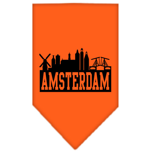Amsterdam Skyline Screen Print Bandana Orange Large