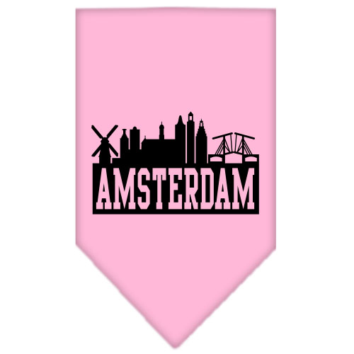 Amsterdam Skyline Screen Print Bandana Light Pink Large
