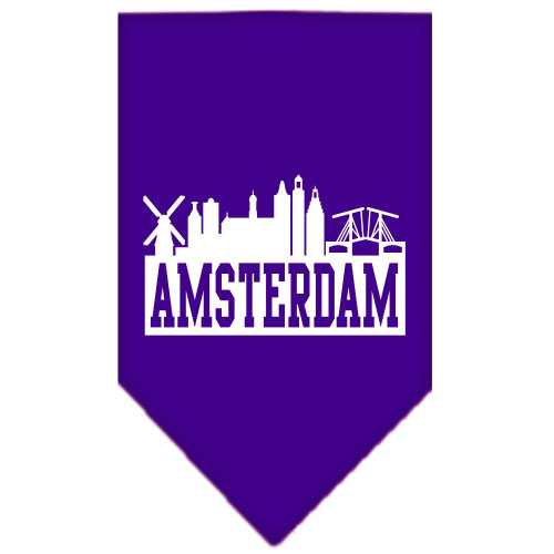 Amsterdam Skyline Screen Print Bandana Purple Large