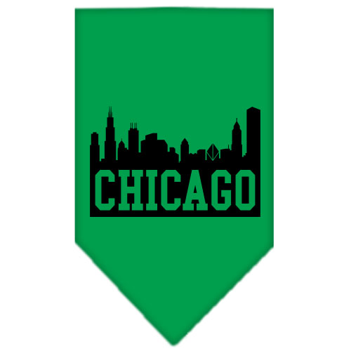 Chicago Skyline Screen Print Bandana Emerald Green Large