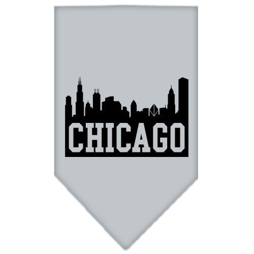 Chicago Skyline Screen Print Bandana Grey Large