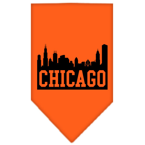 Chicago Skyline Screen Print Bandana Orange Large