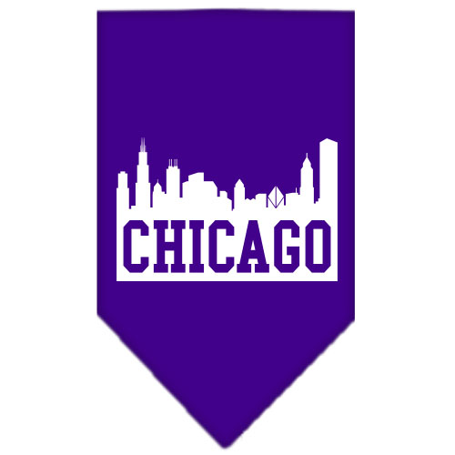 Chicago Skyline Screen Print Bandana Purple Large