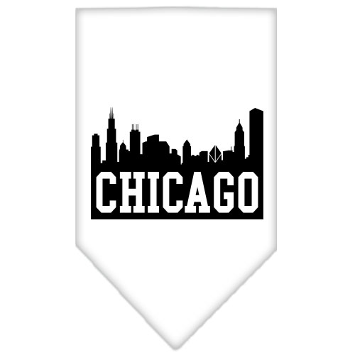 Chicago Skyline Screen Print Bandana White Large
