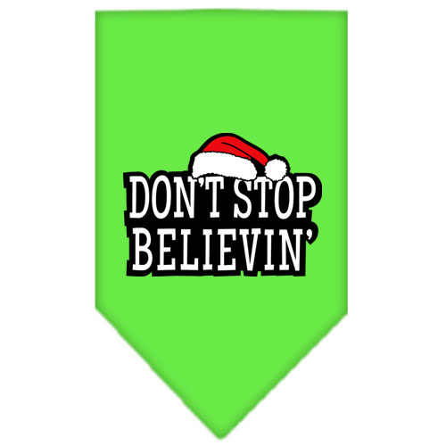Don't Stop Believin Screen Print Bandana Lime Green Large