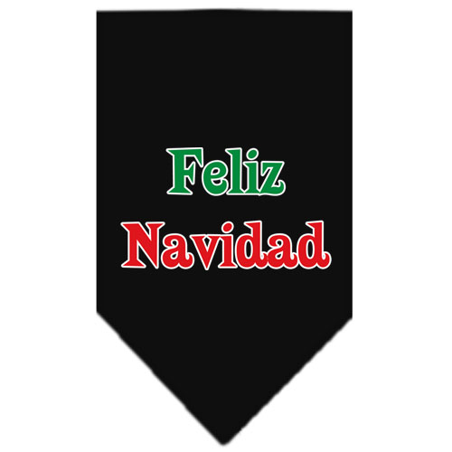 Feliz Navidad Screen Print Bandana Black Large