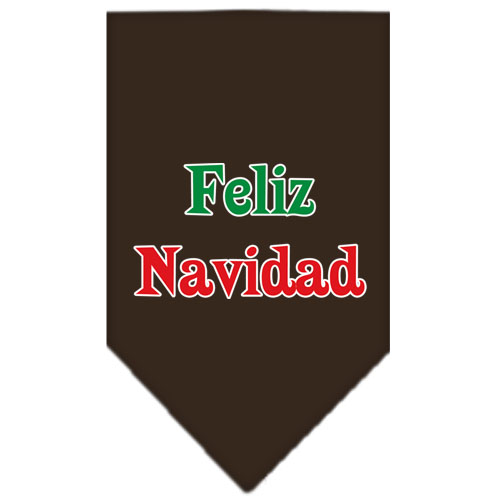 Feliz Navidad Screen Print Bandana Cocoa Large