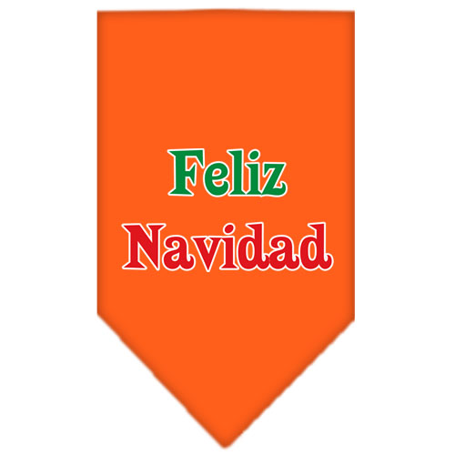 Feliz Navidad Screen Print Bandana Orange Small