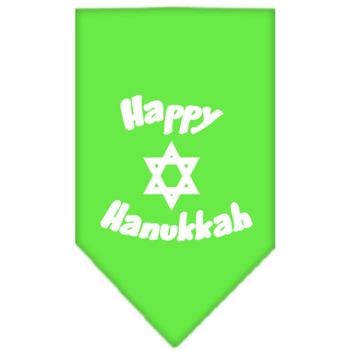 Happy Hanukkah Screen Print Bandana Lime Green Large