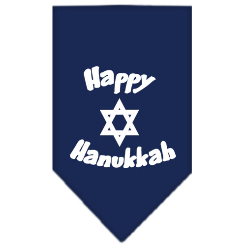 Happy Hanukkah Screen Print Bandana Navy Blue large