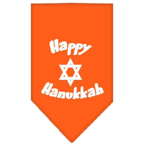 Happy Hanukkah Screen Print Bandana Orange Large