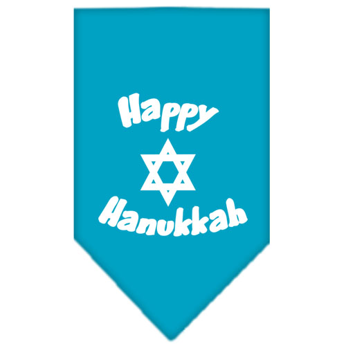 Happy Hanukkah Screen Print Bandana Turquoise Large