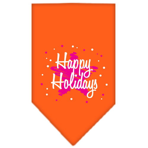 Scribble Happy Holidays Screen Print Bandana Orange Small