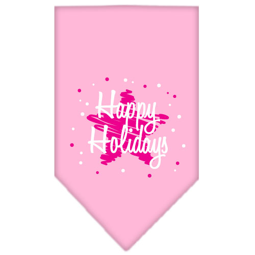 Scribble Happy Holidays Screen Print Bandana Light Pink Small