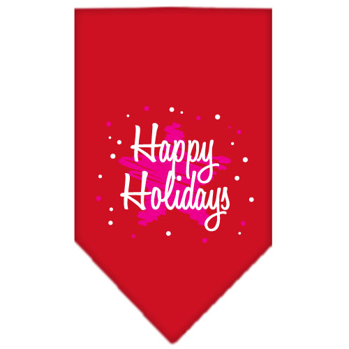 Scribble Happy Holidays Screen Print Bandana Red Small