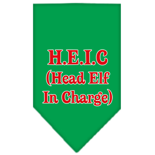 Head elf In Charge Screen Print Bandana Emerald Green Small