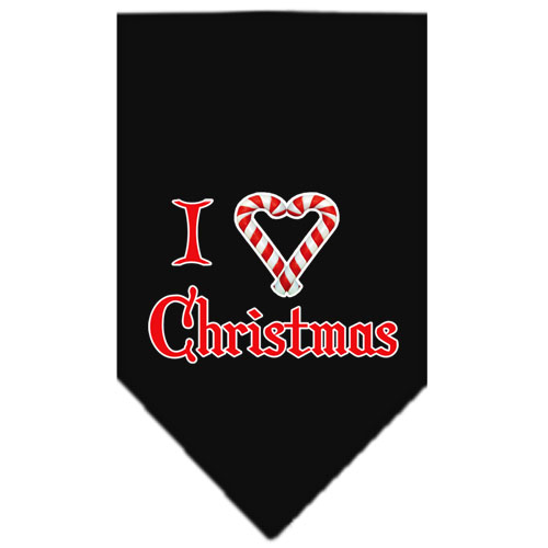 Heart Christmas Screen Print Bandana Black Large