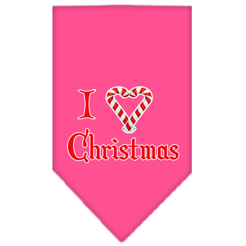 Heart Christmas Screen Print Bandana Bright Pink Large