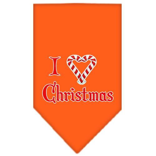 Heart Christmas Screen Print Bandana Orange Large