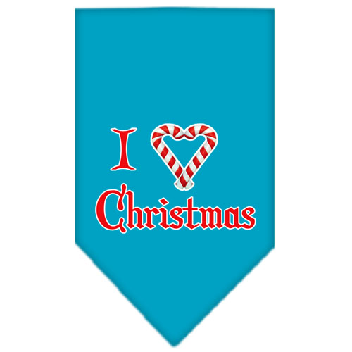 Heart Christmas Screen Print Bandana Turquoise Large