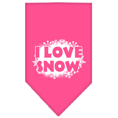 I Love Snow Screen Print Bandana Bright Pink Large
