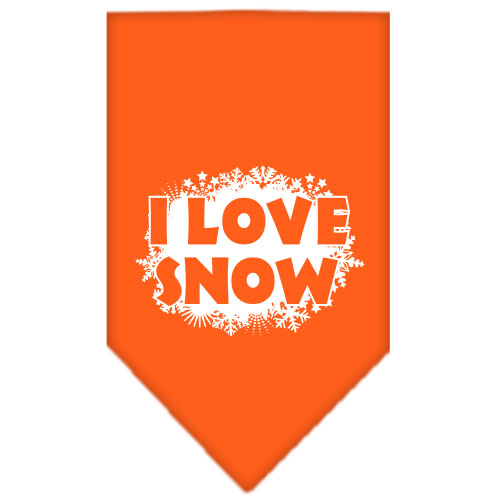 I Love Snow Screen Print Bandana Orange Large