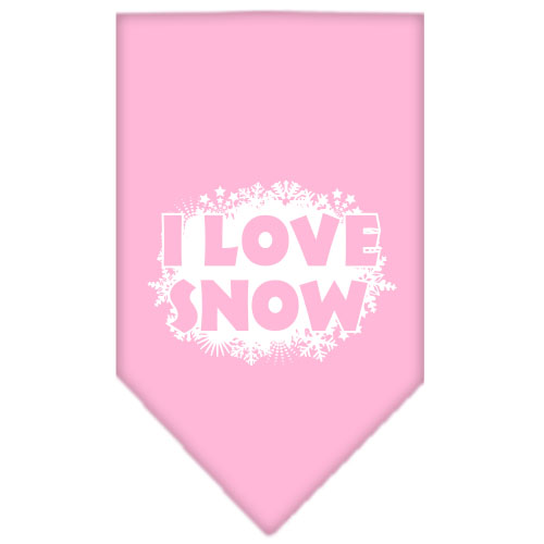I Love Snow Screen Print Bandana Light Pink Large